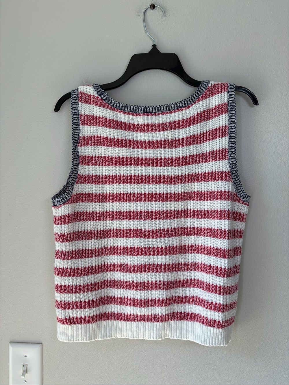 Lucky Brand American Flag Sleeveless Sweater Tank Vest Beach Knit Fisherman - Picture 2 of 8